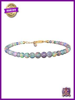 Natural Ethiopian Opal Bracelet, 925 Sterling Silver Gold Plated, Handmade